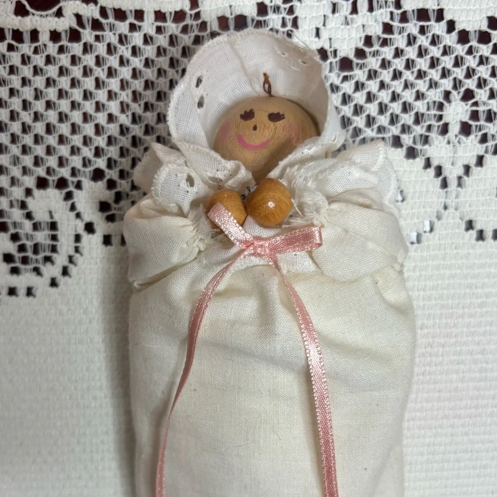 Vintage Church Doll Handmade Hand Crafted Lace Cottage Vintage Toys Ivory Blue